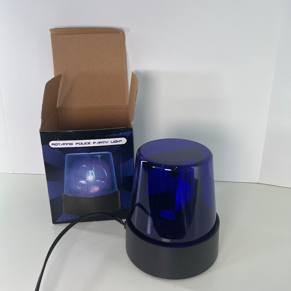 7” Blue Police Beacon Light Rotating Flashing Light Plug In AC Powered